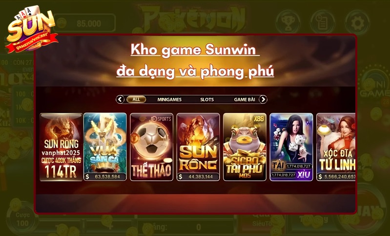 Sunwin cung cấp kho game hấp dẫn và phong phú Image